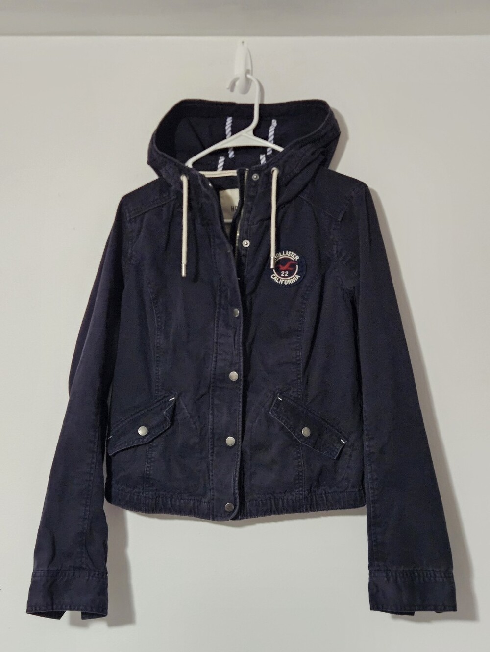 Hollister Dark Navy Women's Hooded Jacket Size L (Runs As Medium)